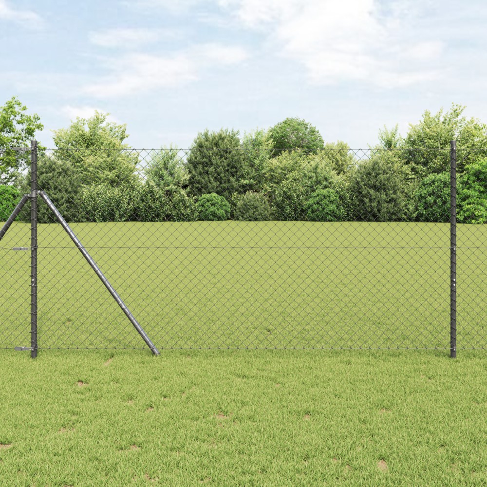 vidaXL Set de Stâlpi de Gard Gri 1.4 x 10 m Oțel Galvanizat