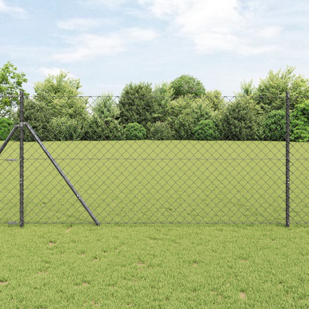 vidaXL Set de Stâlpi de Gard Gri 1.4 x 25 m Oțel Galvanizat