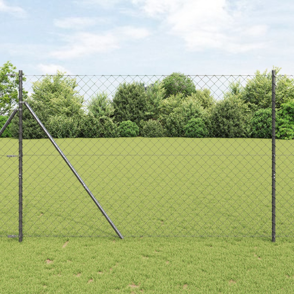 vidaXL Set de Stâlpi de Gard Gri 1.6 x 25 m Oțel Galvanizat & PVC