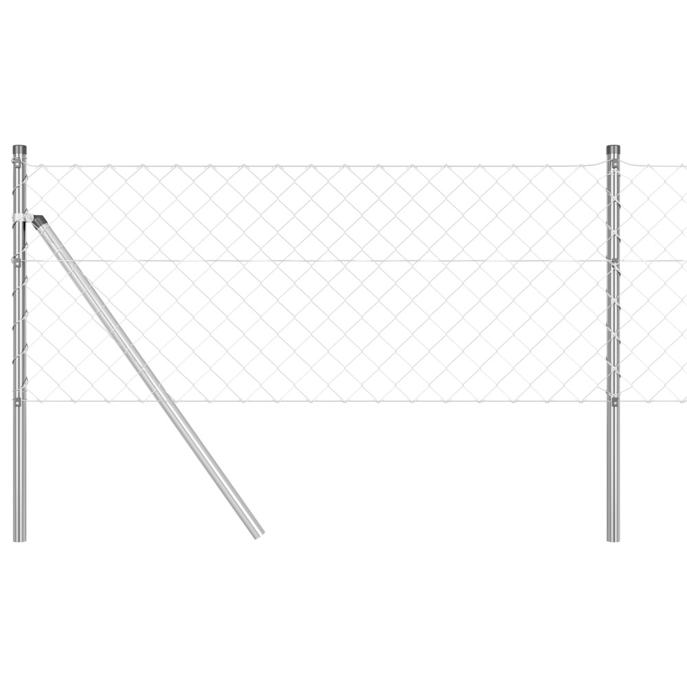 vidaXL Împrejmuire din plasă cu stâlpi Argintiu 0.8 x 10 m Oțel
