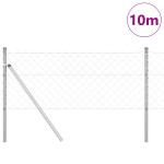 vidaXL Împrejmuire din plasă cu stâlpi Argintiu 0.8 x 10 m Oțel