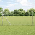 vidaXL Împrejmuire din plasă cu stâlpi Argintiu 1.2 x 10 m Oțel