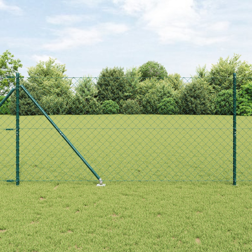 vidaXL Împrejmuire din plasă cu stâlpi Verde 1.4 x 10 m Oțel
