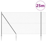 vidaXL Împrejmuire din plasă cu stâlpi Gri 1.6 x 25 m Oțel vidaXL Împrejmuire din plasă cu stâlpi Gri 1.6 x 25 m Oțel