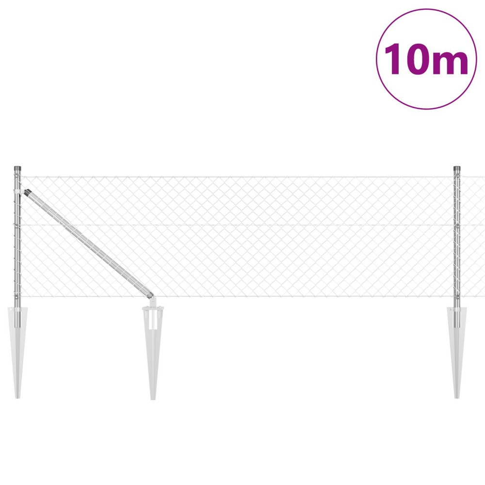 vidaXL Împrejmuire din plasă cu stâlpi Argintiu 0.4 x 10 m Oțel