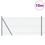 vidaXL Împrejmuire din plasă cu stâlpi Verde 0.8 x 10 m Oțel