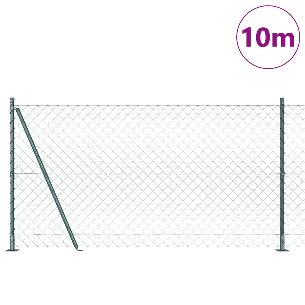 vidaXL Împrejmuire din plasă cu stâlpi Verde 1.2 x 10 m Oțel