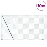 vidaXL Împrejmuire din plasă cu stâlpi Verde 1.4 x 10 m Oțel