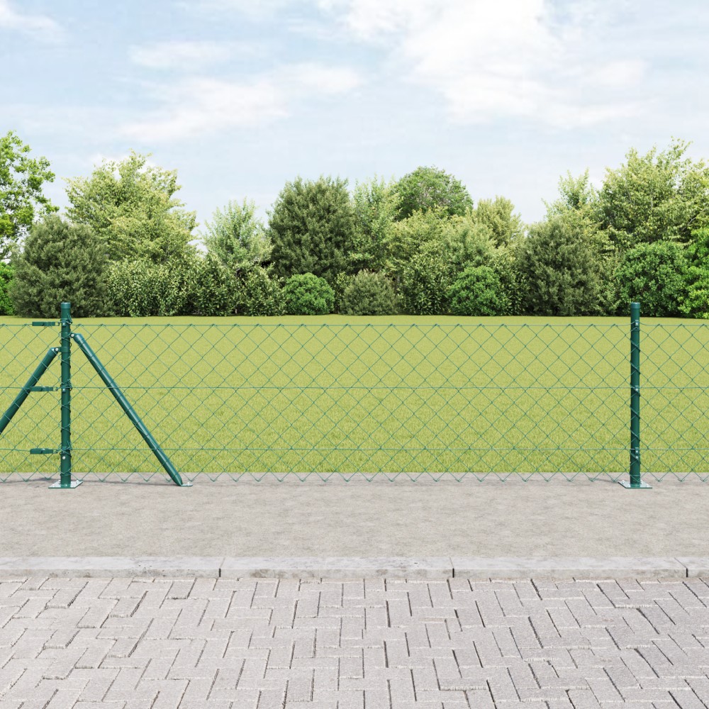vidaXL Împrejmuire din plasă cu stâlpi Verde 0.4 x 25 m Oțel