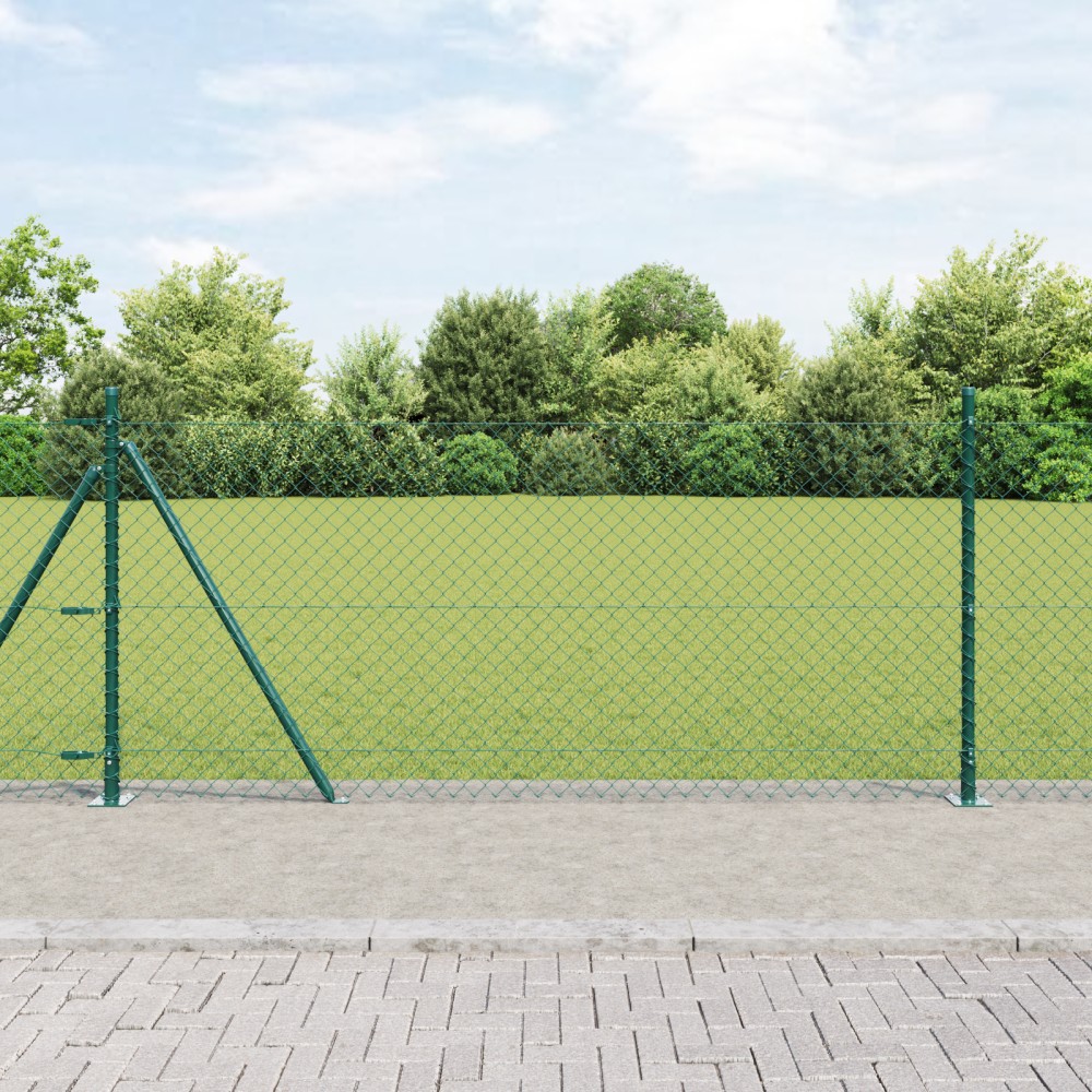 vidaXL Împrejmuire din plasă cu stâlpi Verde 0.8 x 25 m Oțel