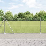 vidaXL Împrejmuire din plasă cu stâlpi Argintiu 1 x 10 m Oțel