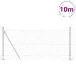 vidaXL Împrejmuire din plasă cu stâlpi Argintiu 1 x 10 m Oțel