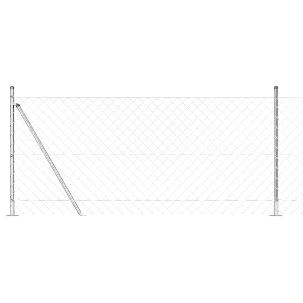 vidaXL Împrejmuire din plasă cu stâlpi Argintiu 0.8 x 10 m Oțel
