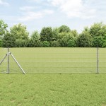 vidaXL Îngrădire cu stâlpi Argintiu 0.4 x 10 m Oțel vidaXL Îngrădire cu stâlpi Argintiu 0.4 x 10 m Oțel