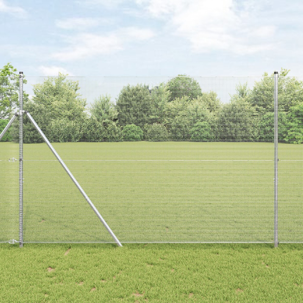 vidaXL Îngrădire cu stâlpi Argintiu 1.5 x 10 m Oțel