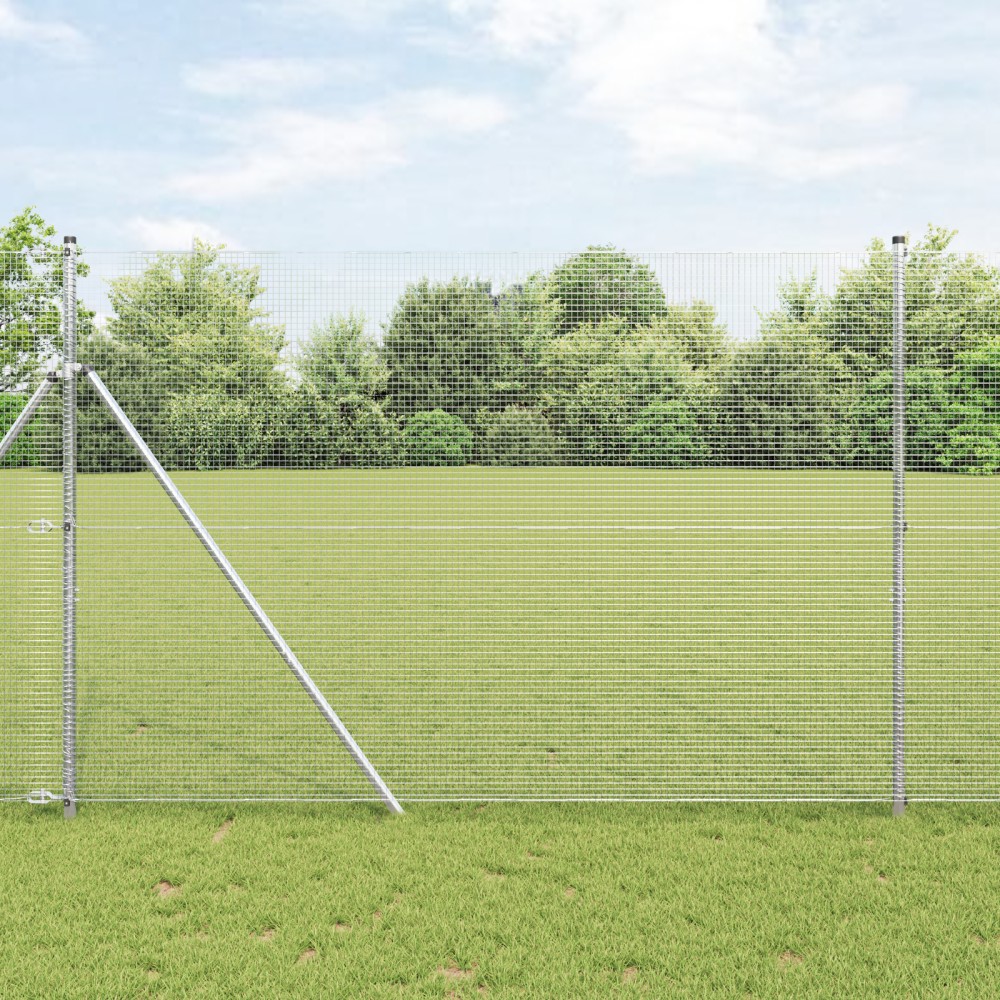 vidaXL Îngrădire cu stâlpi Argintiu 1.5 x 10 m Oțel