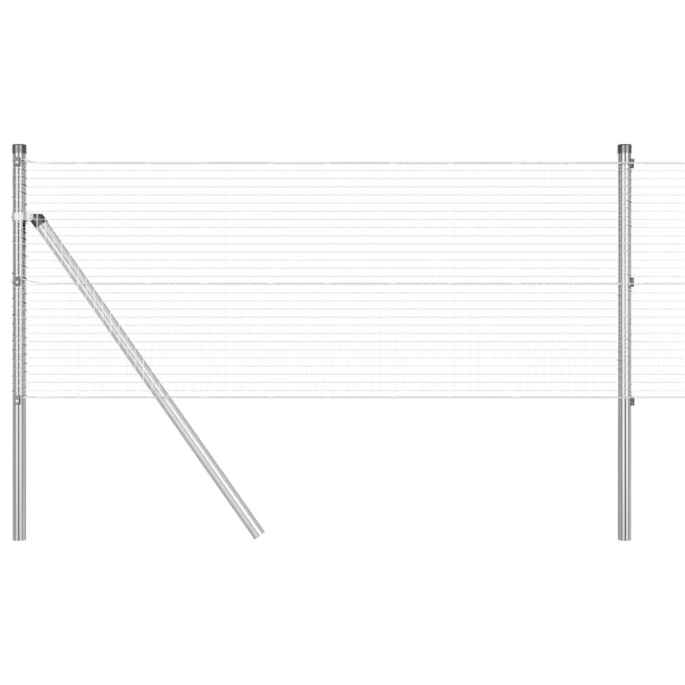 vidaXL Gard cu stâlpi Gri 0.8 x 50 m Oțel galvanizat vopsit în pulbere