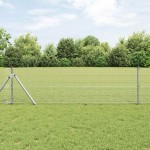 vidaXL Îngrădire cu stâlpi Argintiu 0.8 x 50 m Oțel