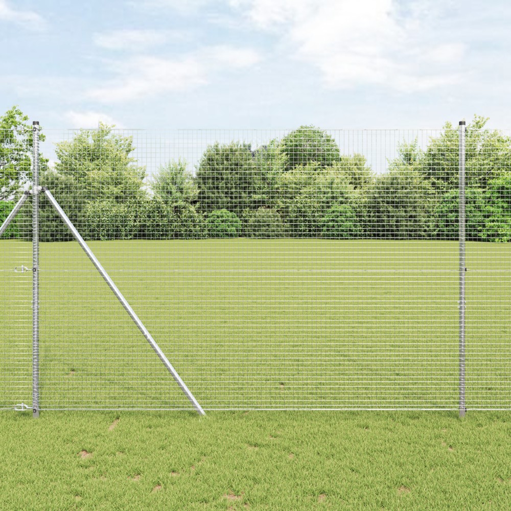 vidaXL Îngrădire cu stâlpi Argintiu 1.5 x 50 m Oțel