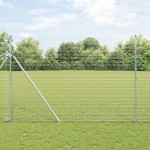 vidaXL Îngrădire cu stâlpi Argintiu 1.5 x 50 m Oțel