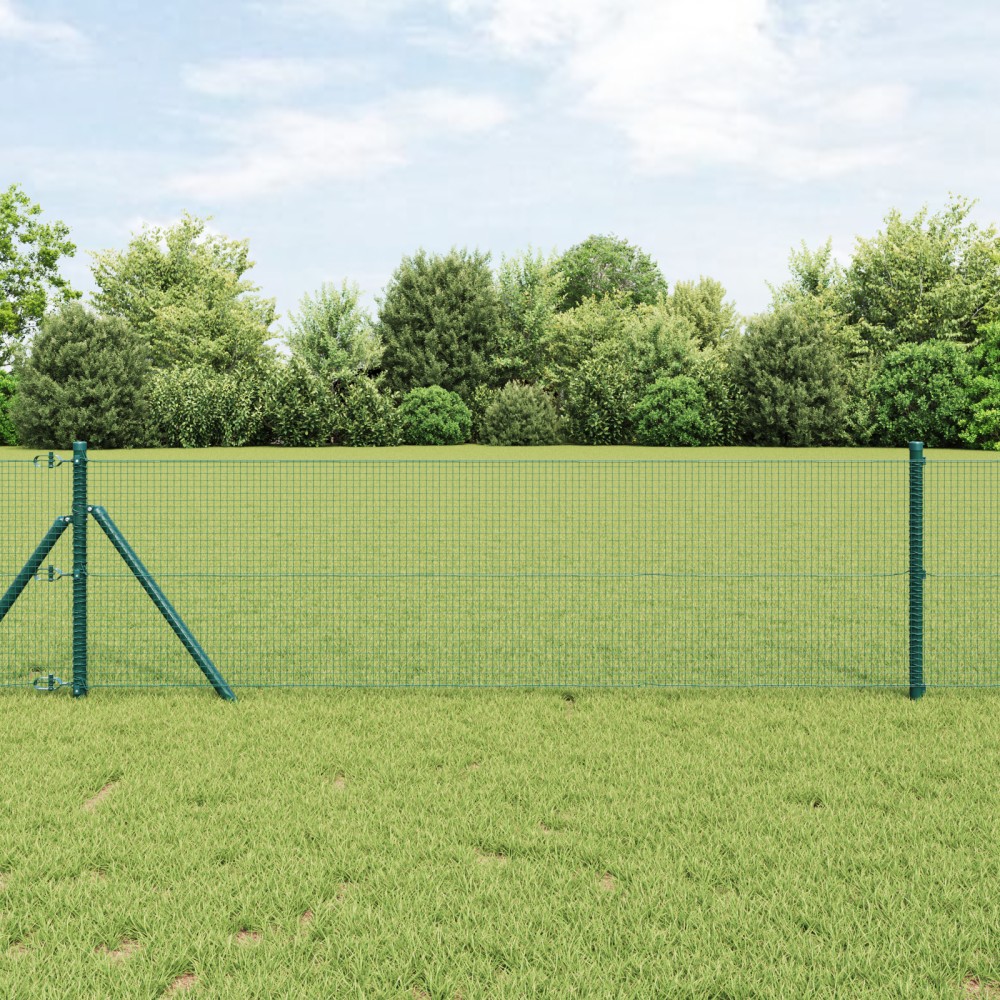vidaXL Îngrădire cu stâlpi Verde 0.8 x 10 m Oțel