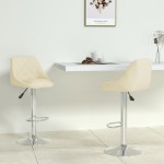 vidaXL Scaune de bar, 2 buc., crem, piele ecologică