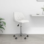 vidaXL Scaun de birou pivotant, alb, piele ecologică vidaXL Scaun de birou pivotant, alb, piele ecologică