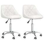 vidaXL Scaune de bucătărie pivotante, 2 buc., alb, piele artificială