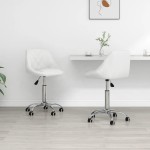 vidaXL Scaune de bucătărie pivotante, 2 buc., alb, piele artificială