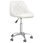 vidaXL Scaune de bucătărie pivotante, 2 buc., alb, piele artificială