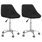 vidaXL Scaune de bucătărie pivotante, 2 buc. negru, piele ecologică