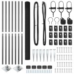 vidaXL Set stâlpi gard metalici Set 2 Gri Metal, Plastic 10 x 1.5 m