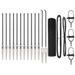 vidaXL Set stâlpi de gard Set de 2 Gri, Negru Oțel, PVC 25 x 0.5 m