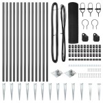 vidaXL Set stâlpi de gard Set de 2 Gri, Negru Oțel, PVC 25 x 0.5 m