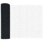 vidaXL Set stâlpi de gard Set de 2 Gri, Negru Oțel, PVC 25 x 0.5 m
