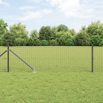 vidaXL ViaXL Sârmă Sudată cu 13 Stâlpi de Țeavă Gri 0.6x25 m Oțel