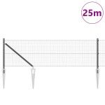 vidaXL ViaXL Sârmă Sudată cu 13 Stâlpi de Țeavă Gri 0.6x25 m Oțel