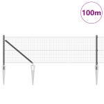 vidaXL Zid de sârmă sudată cu 13 stâlpi cu vârf Gri 0.8x100 m Oțel