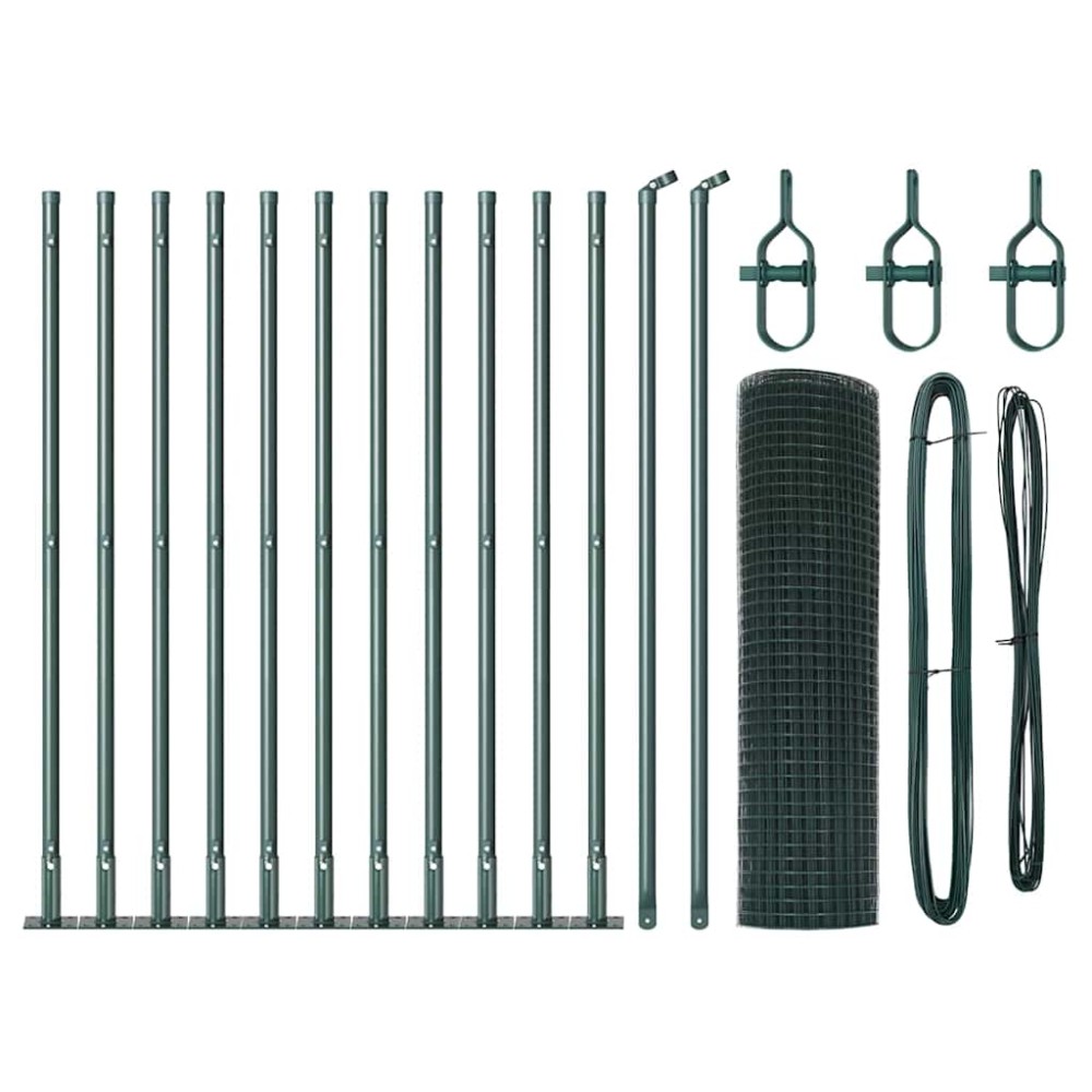 vidaXL Set Stâlpi de Gard Verde 2 bucăți Metal 25 x 0.5 m Rezistent