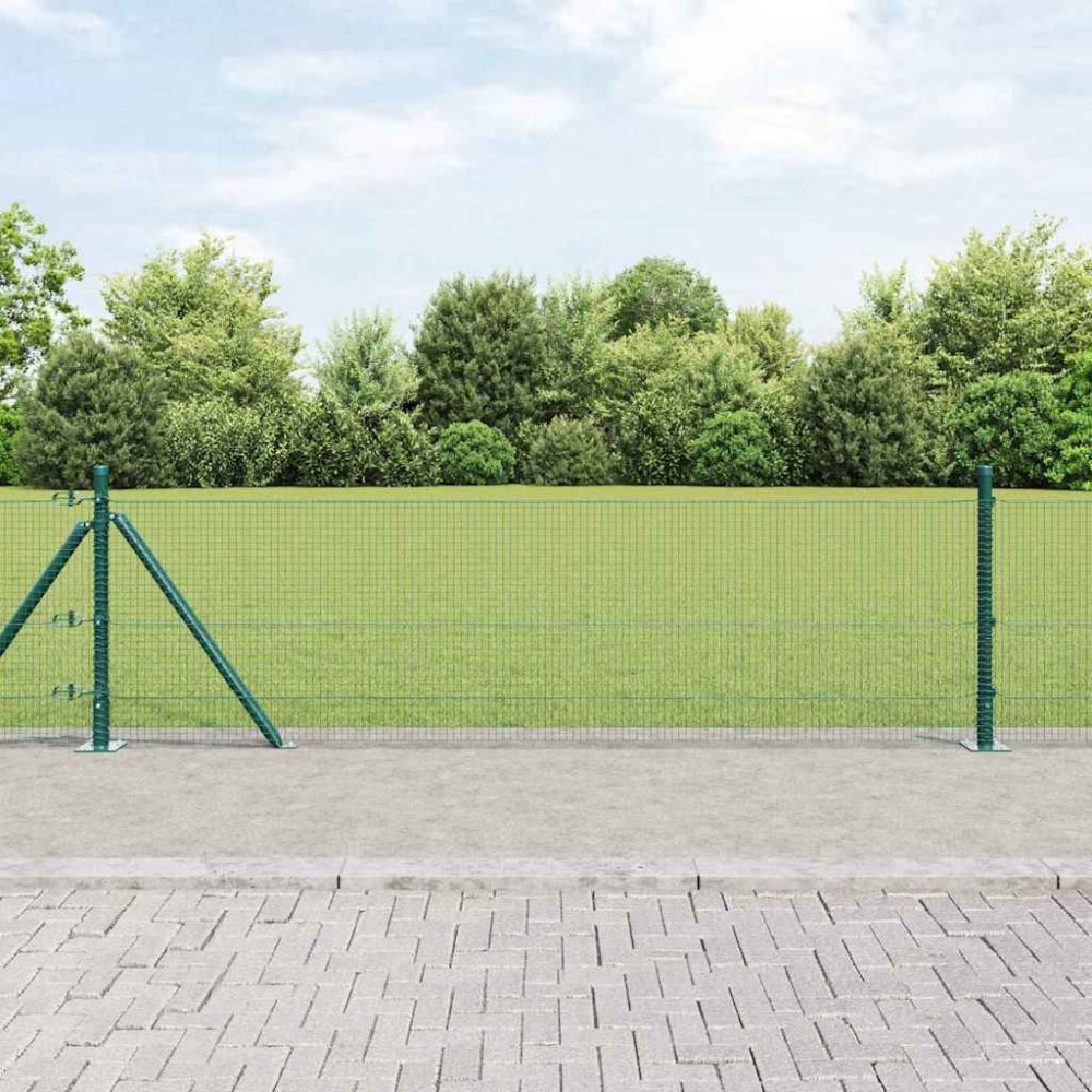 vidaXL Set Stâlpi de Gard Verde 2 bucăți Metal 25 x 0.5 m Rezistent