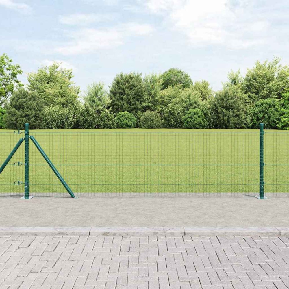 vidaXL Îngrădire cu stâlpi Verde 0.6 x 50 m Oțel