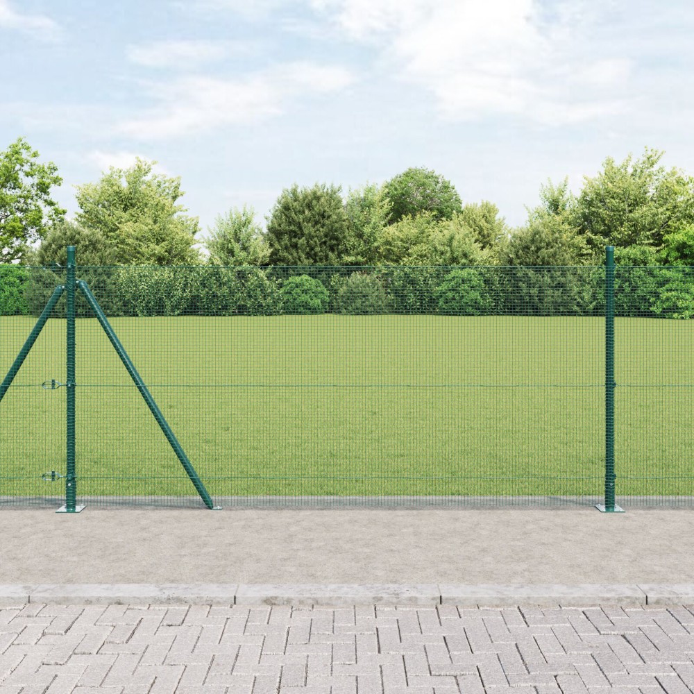 vidaXL Îngrădire cu stâlpi Verde 1 x 100 m Oțel