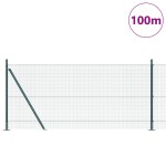 vidaXL Îngrădire cu stâlpi Verde 1 x 100 m Oțel