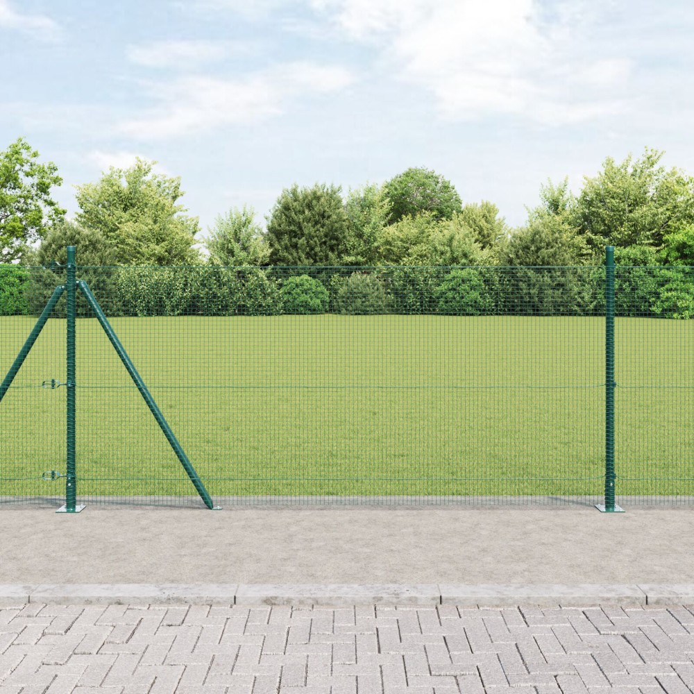 vidaXL Îngrădire cu stâlpi Verde 1 x 100 m Oțel