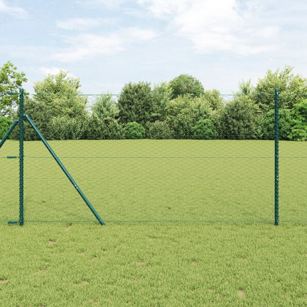 vidaXL Îngrădire cu stâlpi Verde 1.2 x 50 m otel acoperit cu PVC