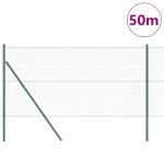 vidaXL Îngrădire cu stâlpi Verde 1.2 x 50 m otel acoperit cu PVC