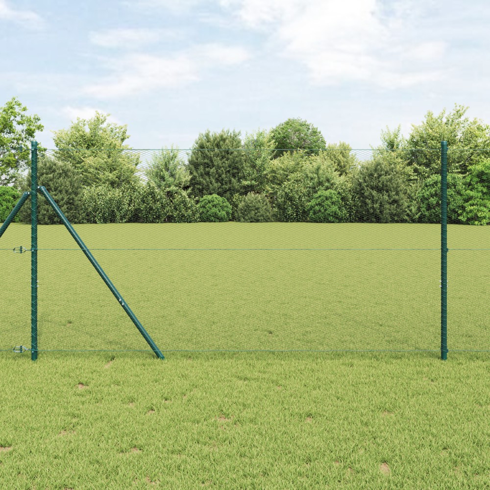 vidaXL Îngrădire cu stâlpi Verde 1.4 x 50 m otel acoperit cu PVC