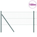 vidaXL Îngrădire cu stâlpi Verde 0.6 x 100 m otel acoperit cu PVC