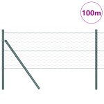 vidaXL Îngrădire cu stâlpi Verde 0.6 x 100 m otel acoperit cu PVC