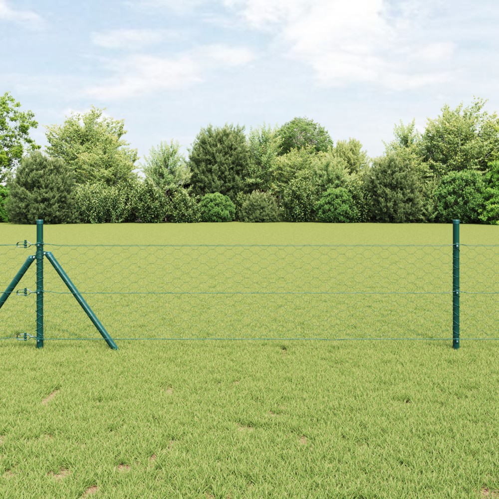 Cloț Hexagonal vidaXL Verde 1x100 m Oțel